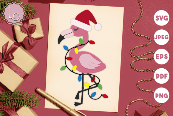 Christmas Flamingo SVG File Graphics for Crafts & Publishing