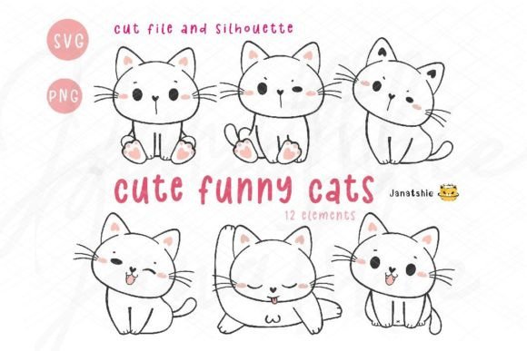 Cute Funny White Kitten Cat Svg Cut File