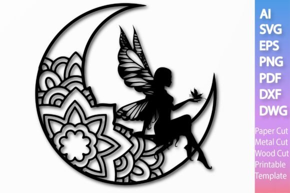 Fairy on the Moon Paper Laser SVG File 2: Graphics and Crafts in Harmony