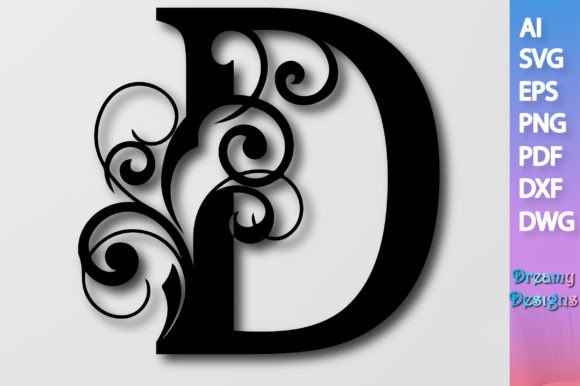 Floral Alphabet D SVG: Graphics and Crafts in One