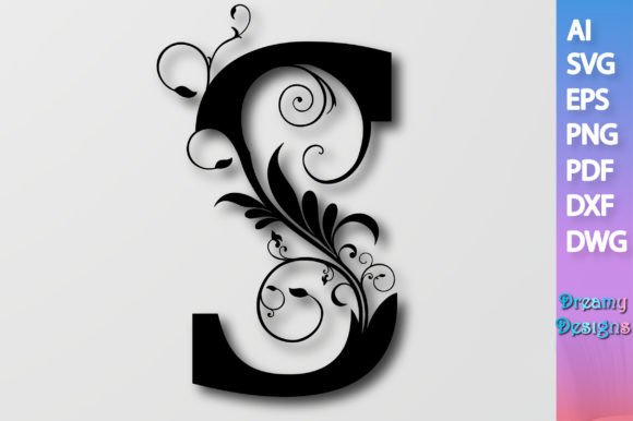 Floral Alphabet S SVG: Graphics for Crafts and Digital Products