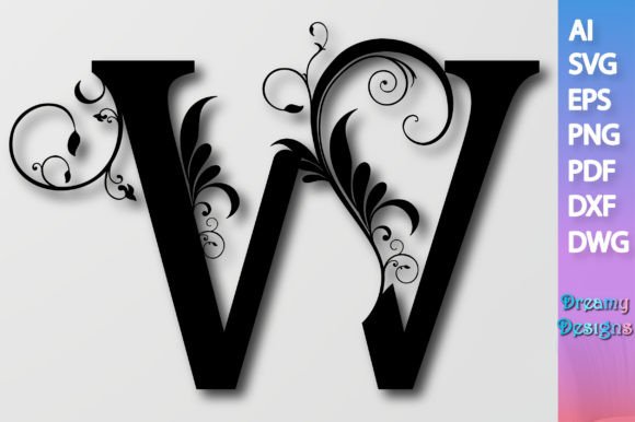 Floral Alphabet W SVG: Graphics and Crafts for Creative Sellers