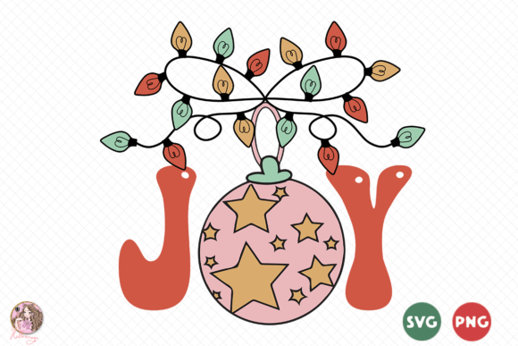 Joy Christmas Lights SVG PNG: Graphics for Holiday Crafts
